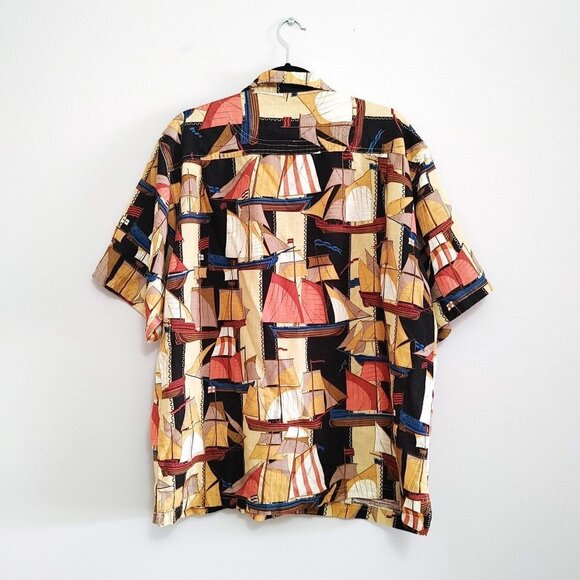 Pusser's West Indies Tropical Hawaiian Button Up Shirt Size Large Linen Blend - Picture 3 of 4